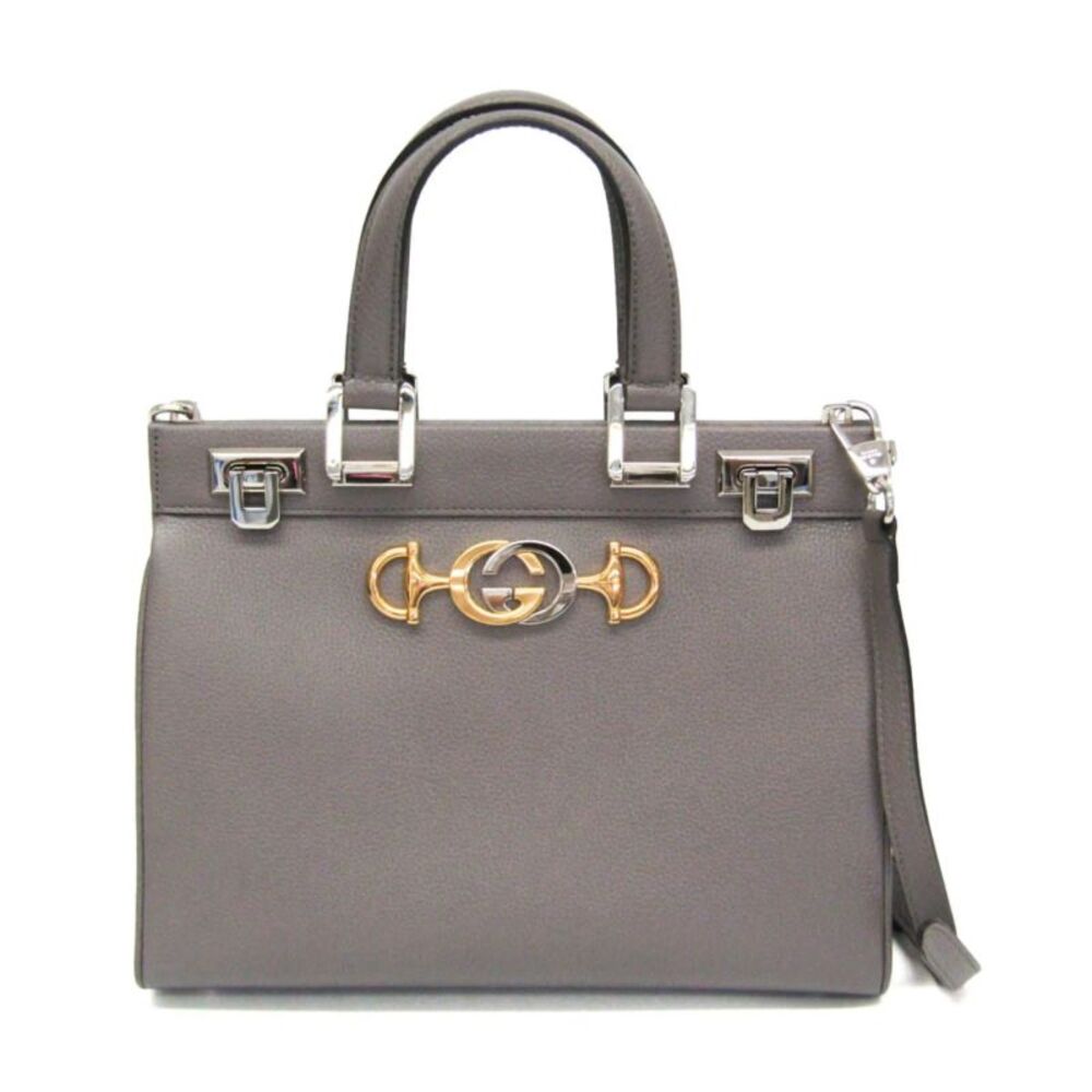 Gucci Zumi Top Handle Leather Gray Leather Handbag